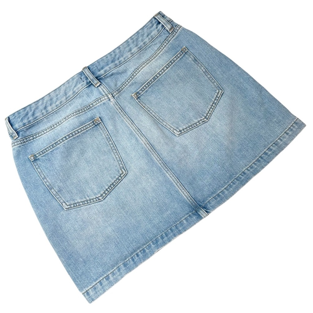 1. State Light Blue Denim Zip Front A Line Jean Skirt, 12 - Picture 8 of 12